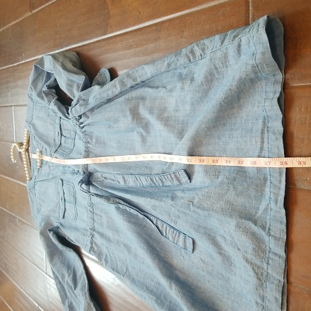 Cabela's Blue Denim Long Sleeve Chambray Shirt Dress Size Small Petite - Picture 8 of 12